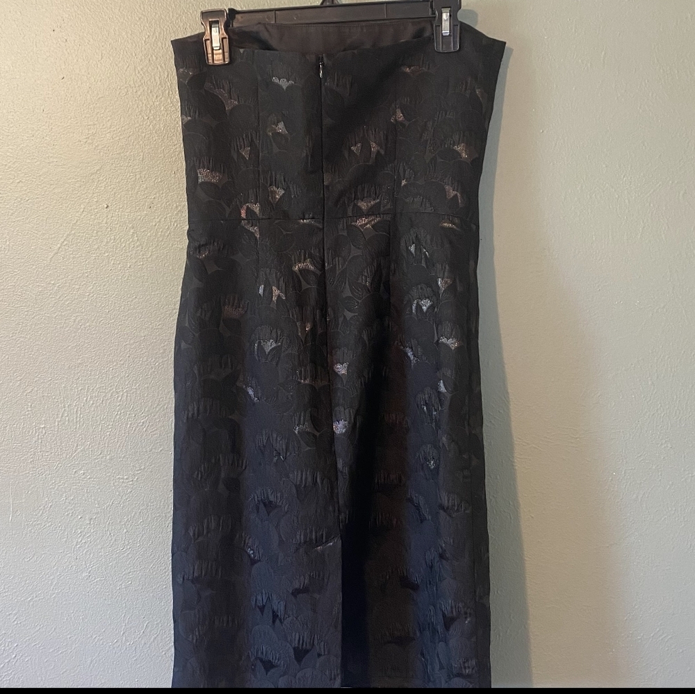 Trina Turk Black Strapless Floral Shimmer Print Pencil Dress Size 6 - Picture 4 of 6